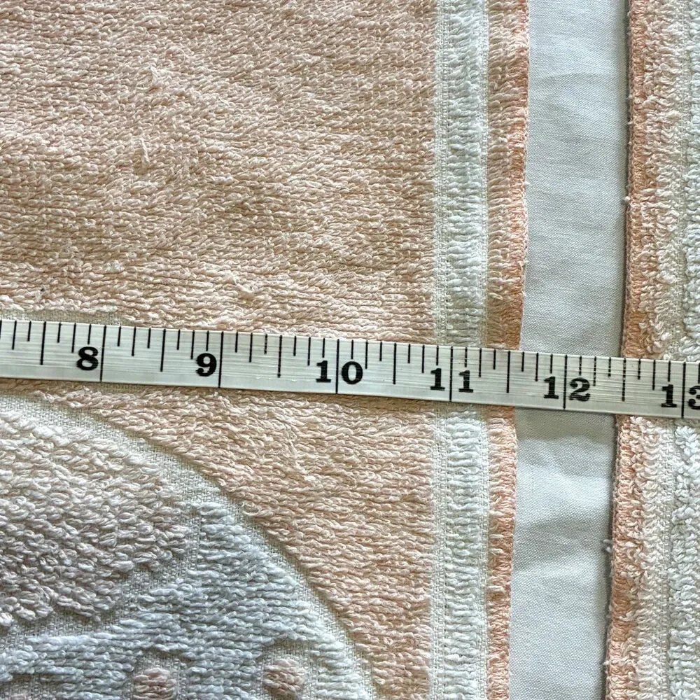 Vintage Fieldcrest Washcloth Face Towel Set of 2 Peach White Butterfly